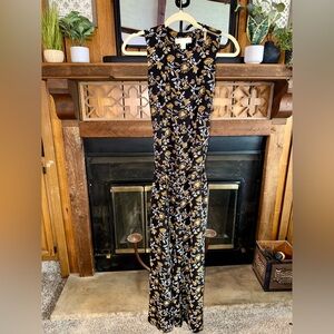 Michael Kors Paisley Black and Yellow Cropped Jumpsuit